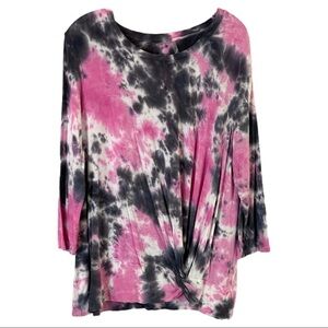 🌺 Silverwear Tie Dye Twist Front Jersey Stretch Long Sleeve Tee Size XL